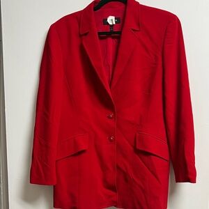 Escada Vintage Bold Red Blazer Star Buttons Medium Size 10